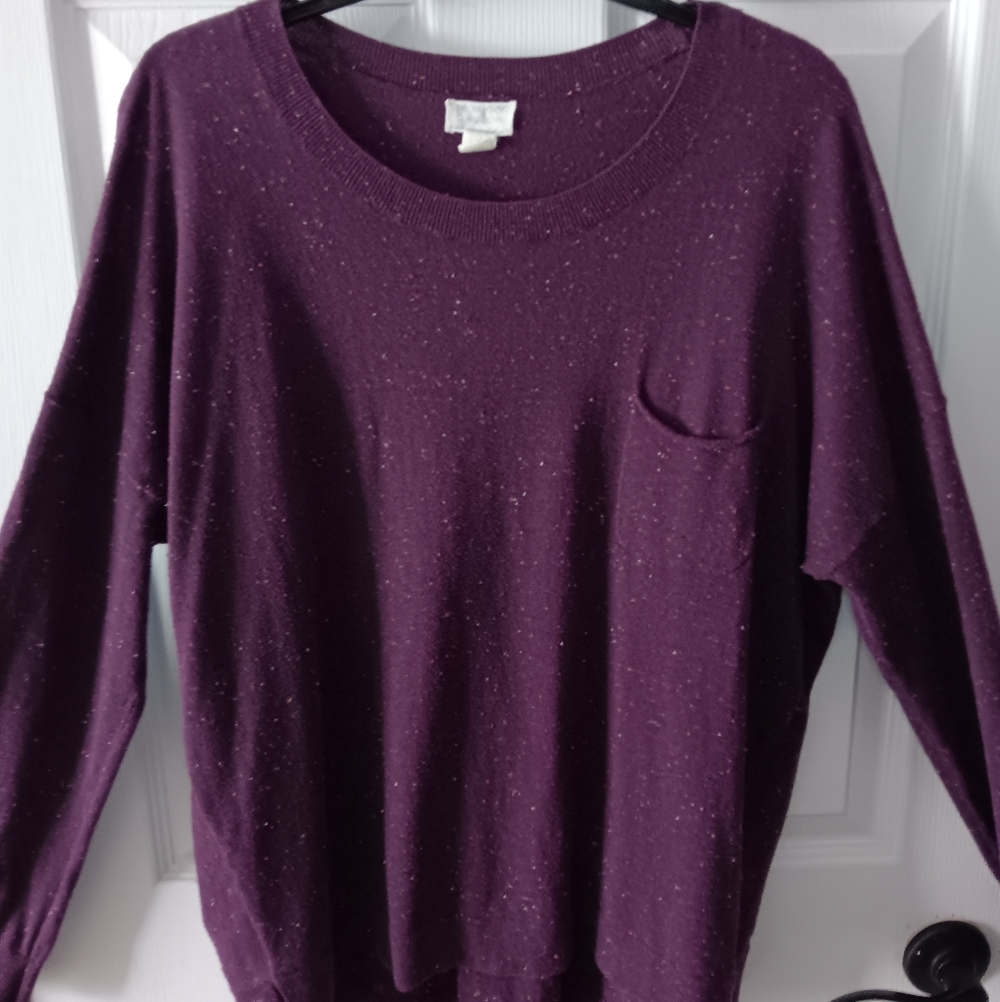 Caslon Womens Speckled Crewneck Pleat Back Sweater - Picture 5 of 9
